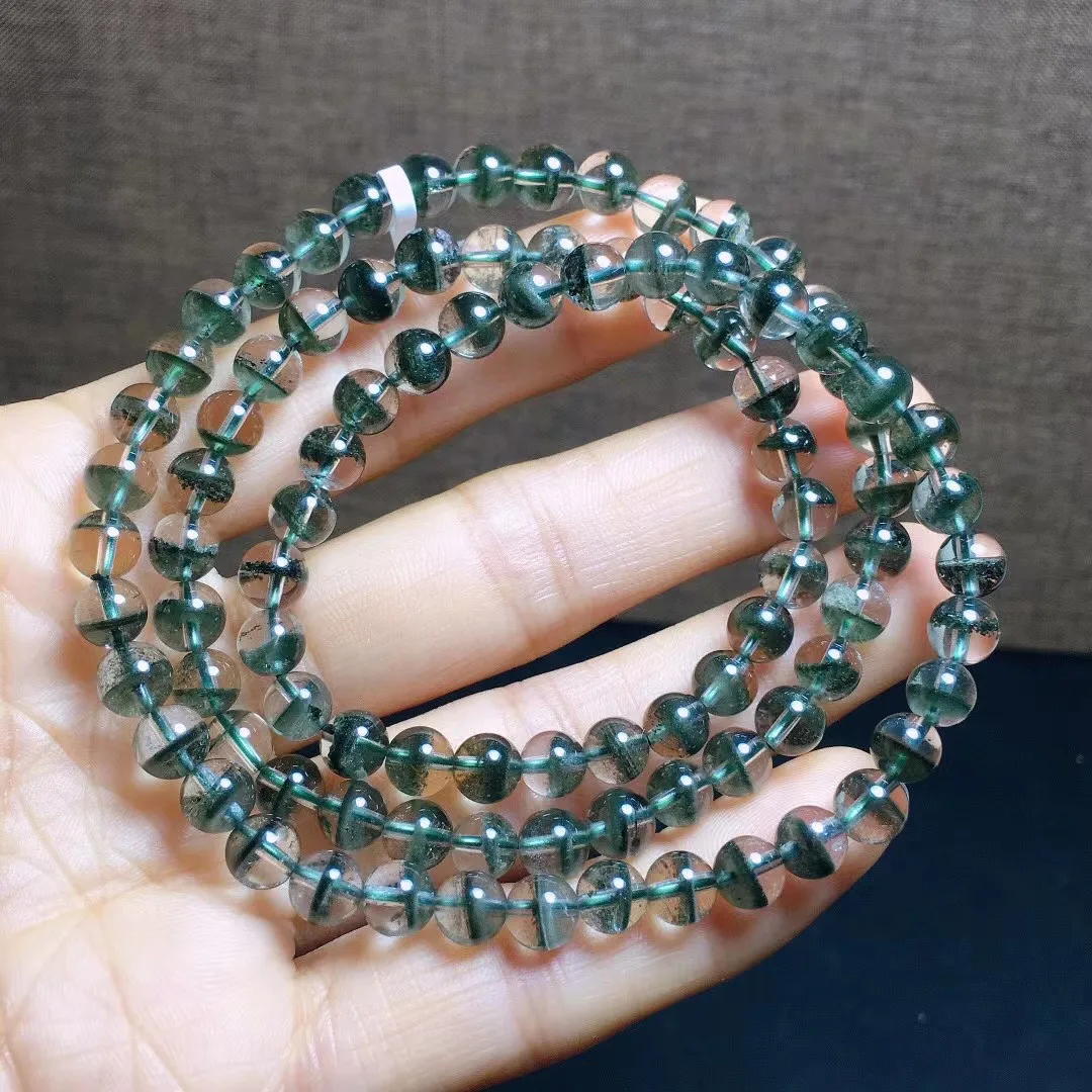 

6mm Natural Green Phantom Quartz Bracelet For Women Men Luck Wealth Gift Energy Gemstone Crystal Beads Strands Jewelry AAAAA