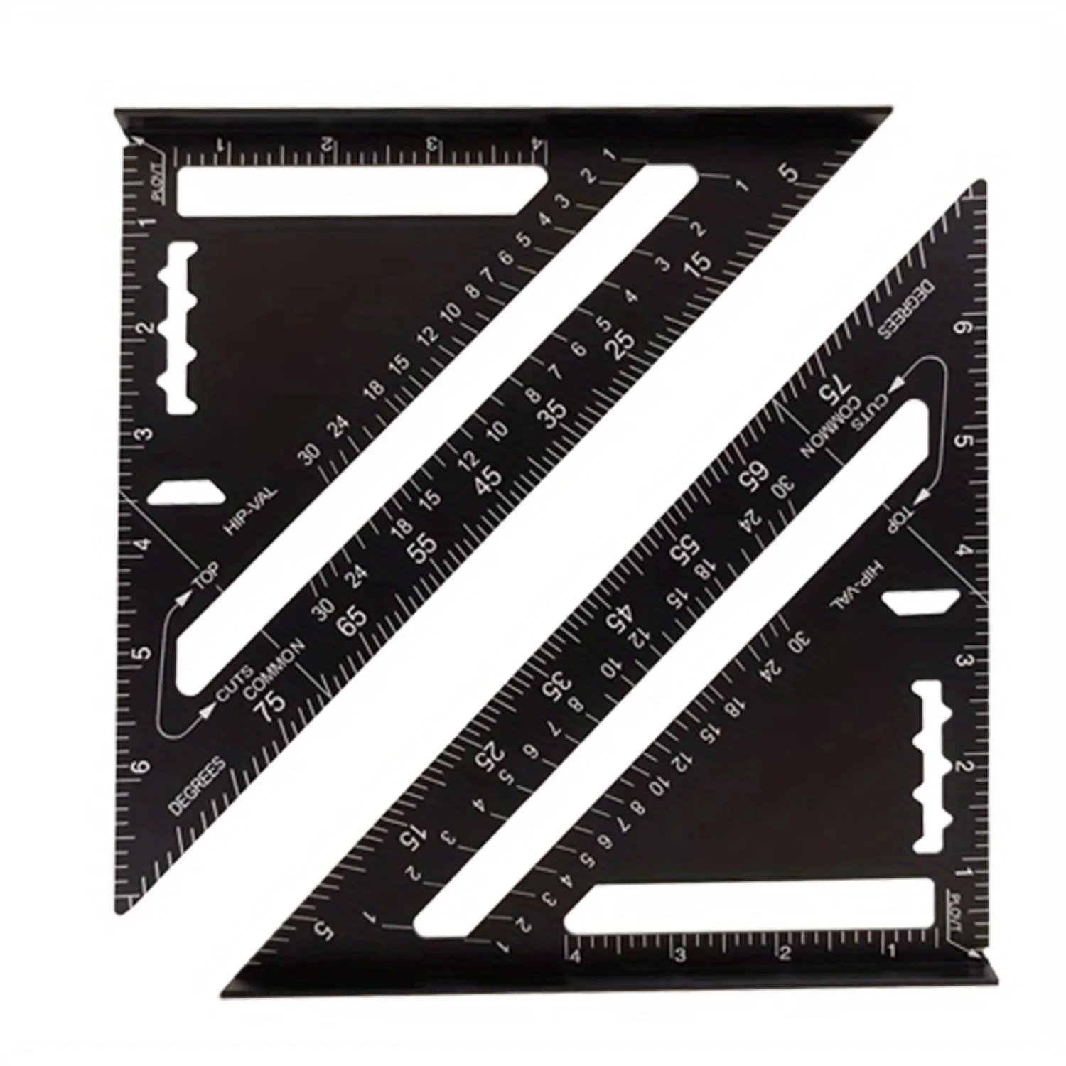 Régua triangular de alumínio preta imperial métrica multifuncional de 7 polegadas, ângulo reto de 90 graus 45 graus, ângulo reto para carpintaria