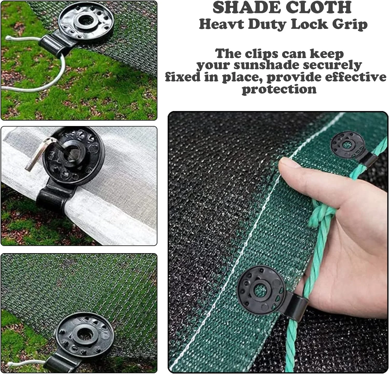 100Pcs Shade Cloth Heavy Duty Lock Grip, clip in plastica, impugnatura a morsetto per tenda antivento, accessorio per clip per tenda riutilizzabile