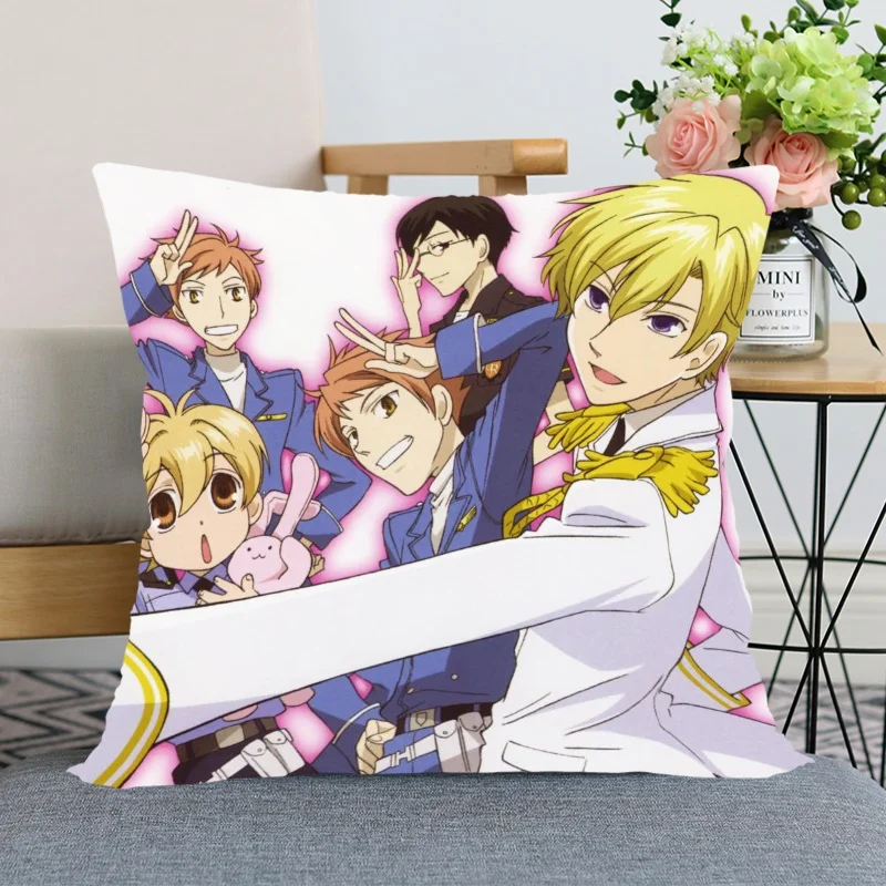 Anime Ouran High School Host Club Pillowcase Bedroom Home Decorative Pillow Cover Square Zipper Pillow Cases Satin Soft Fabric