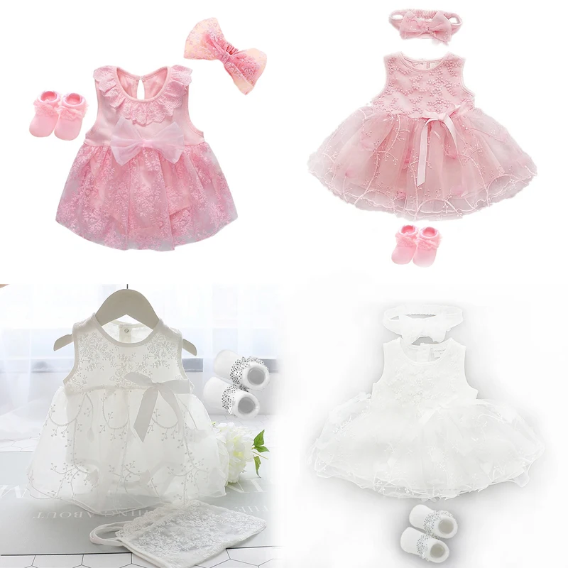 Robe de Baptême à Fleurs pour Bébé Fille de 0, 3, 6 et 9 Mois, Tenue Formelle pour Occasions Spéciales