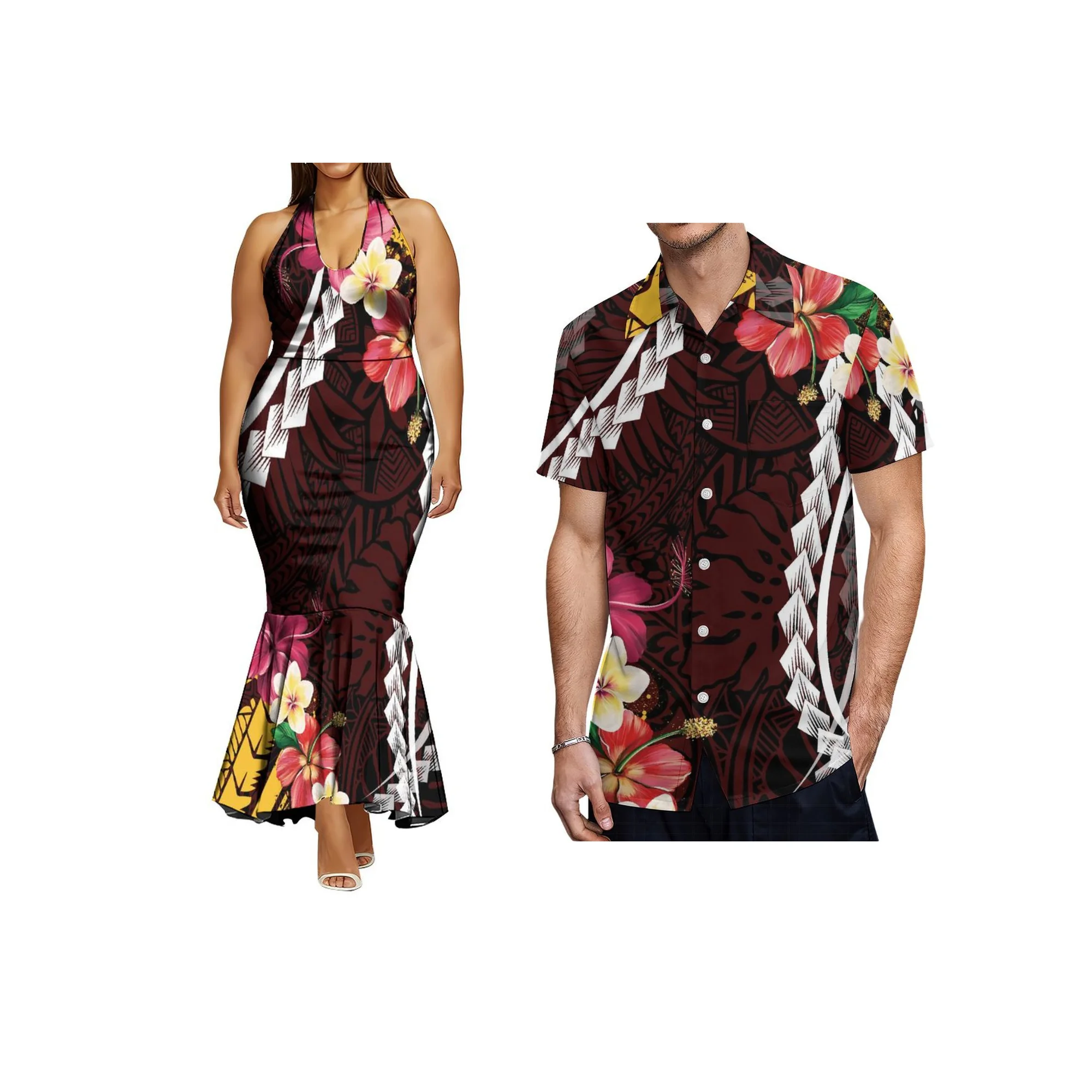 Hot Selling Lace-up Design Bodycon Mermaid Dresses New Zealand Print Side Zipper Dress Custom Elegant Women's Fishtail Gowns