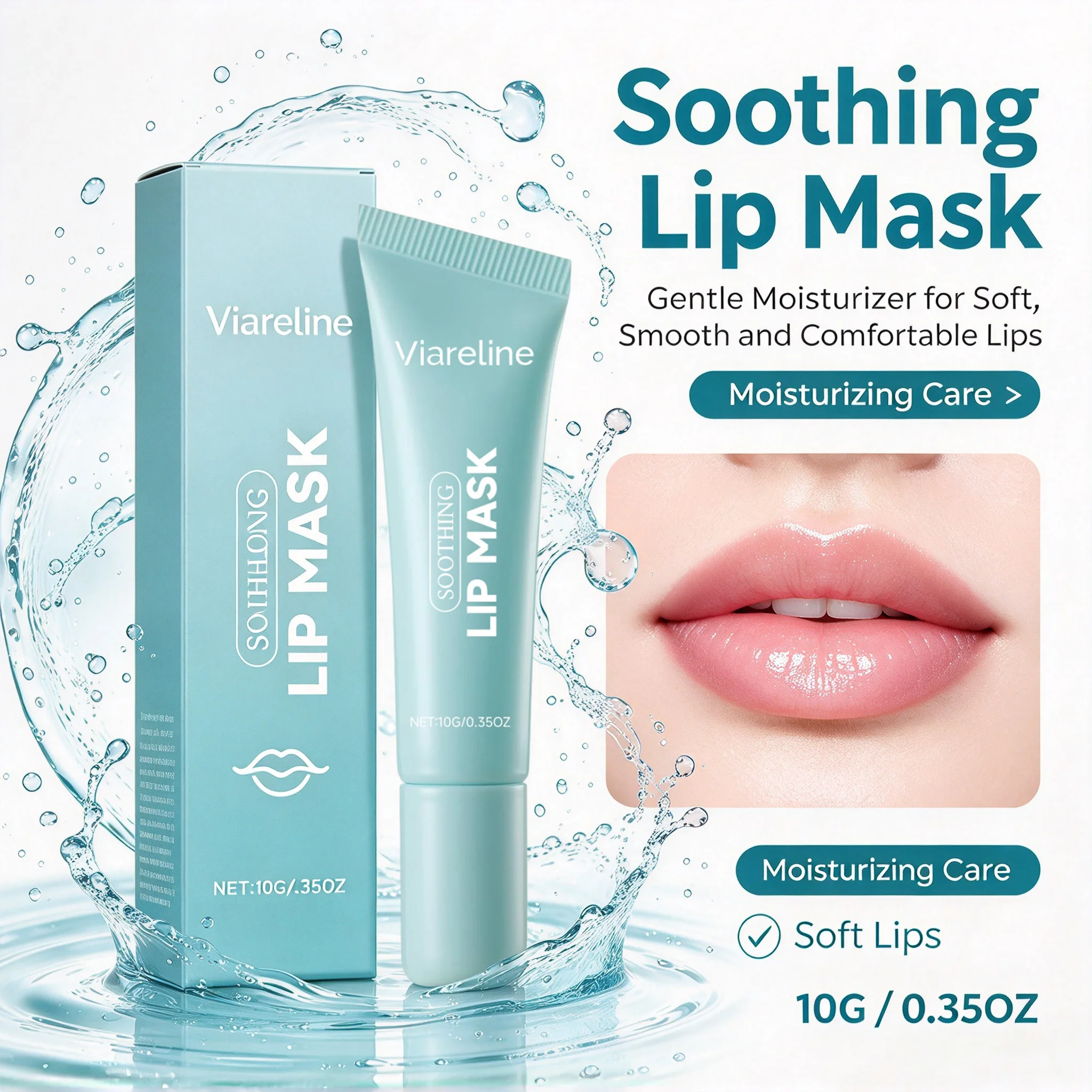 Soothing Lip Mask Vitamin E Overnight Lip Mask Moisture Shield Improve Dryness Softening Lip Care Balm for Dry Chapped Lips 10g