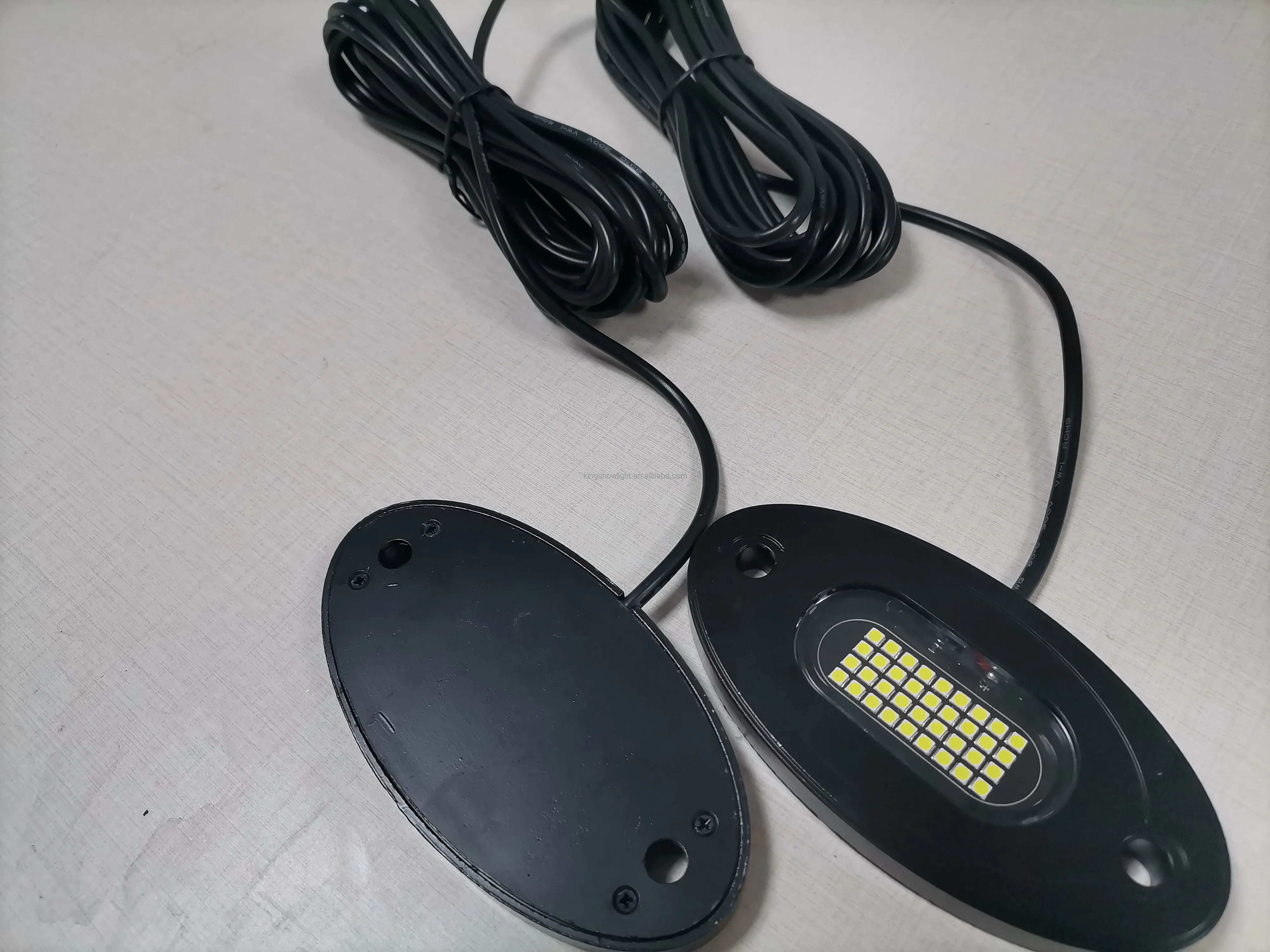 KingShow 36W White LED Rock Light Single Pod 12V IP68 Waterproof 3100 Lumens Black Plated Aluminum Casing For 4x4 Off-road
