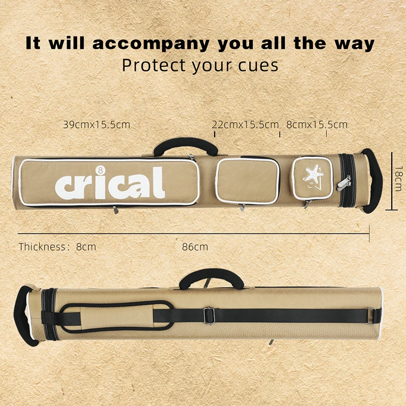 CRICAL Cue Case Bag 2Butts 4Shafts Hard 2x4 Pool Case 86cm Length Oxford Cloth Billiard Stick Carrying Case Billiard Accessories