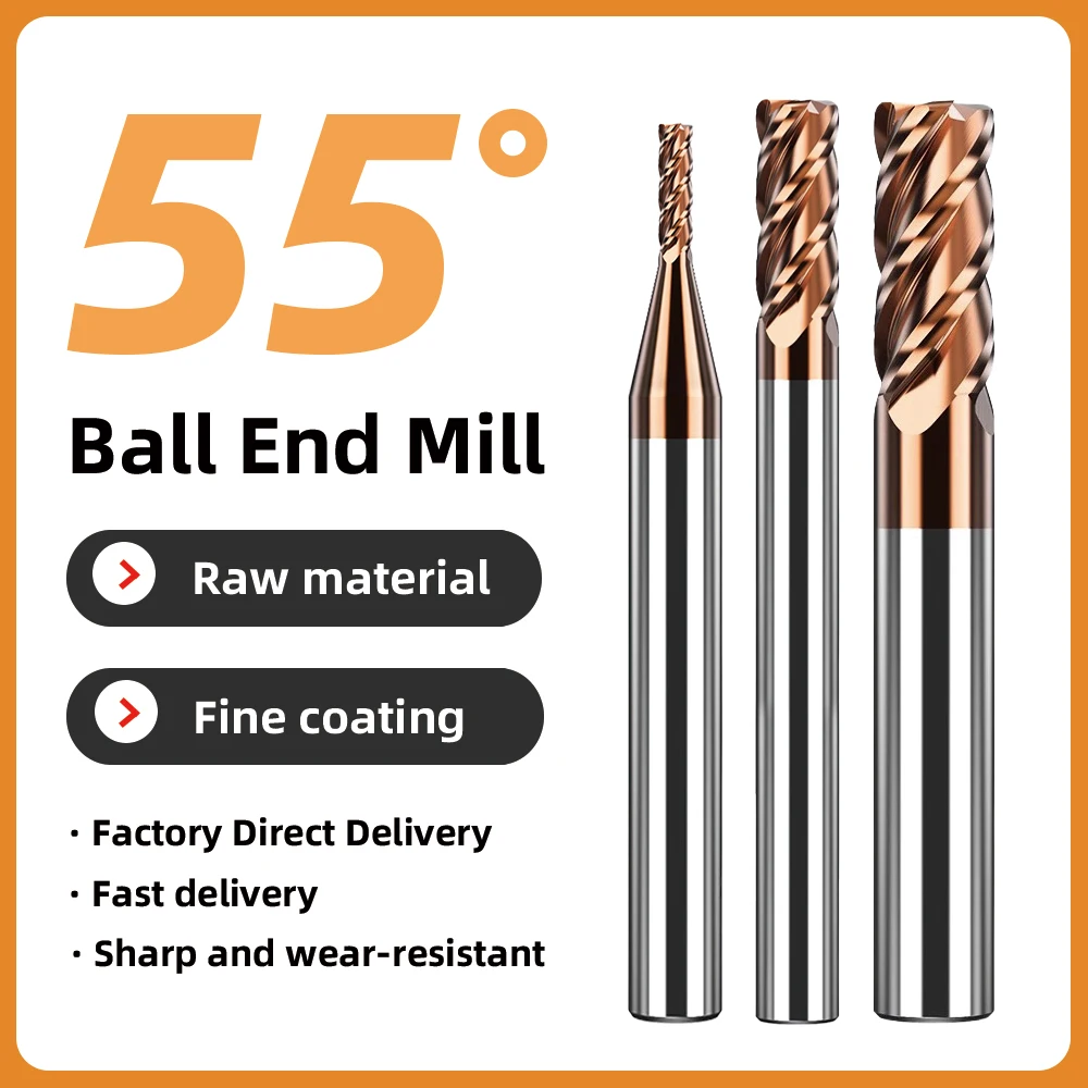 

В наличии! Фреза концевая радиусная твердосплавная HRC55 с 4 зубьями для легированной стали, размеры d8R0.5xD8x60L, d8R0.5xD8x75L, d8R1xD8x100L