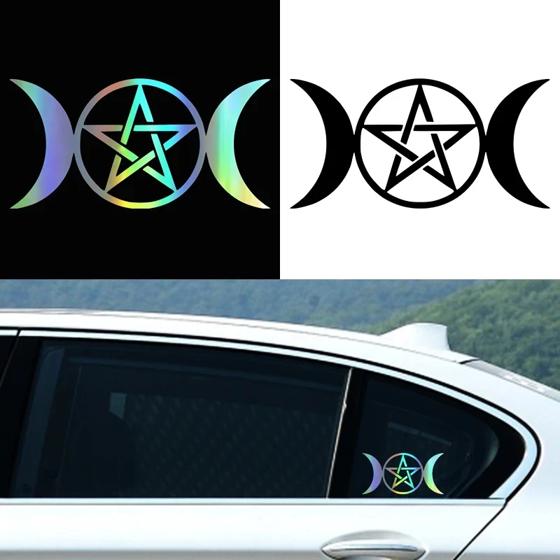 

Triple Moon Goddess Wicca Pentacle Car Sticker Laptop Bumper Wall Truck Moto Van Helmet Racing Camper Vinyl Decal PVC Wholesale