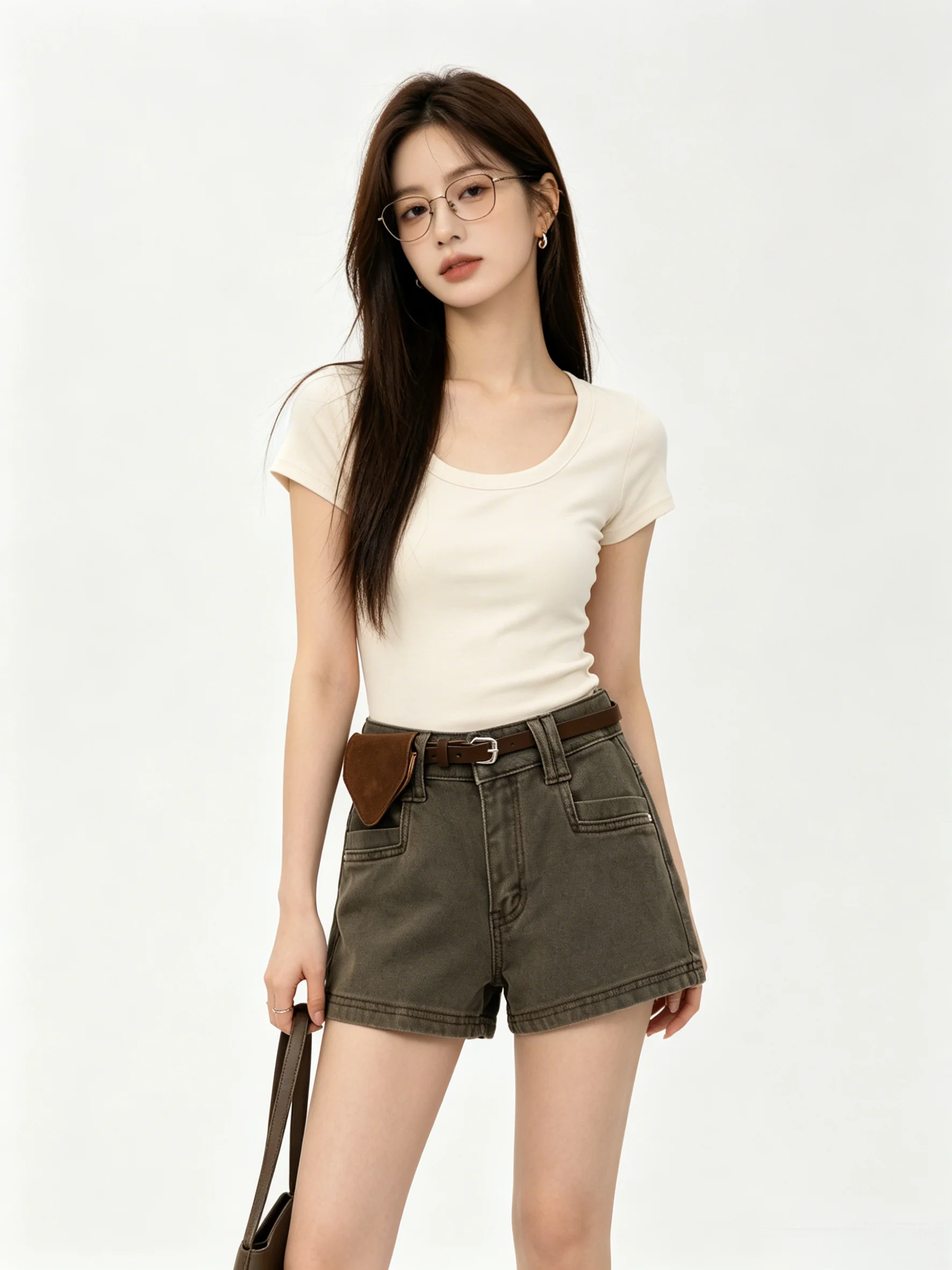 High Waist Denim Shorts Women's Summer Fashion Skin-friendly Retro Washed Korean Style Wide Leg Pants Casual Loose Fit Jeans