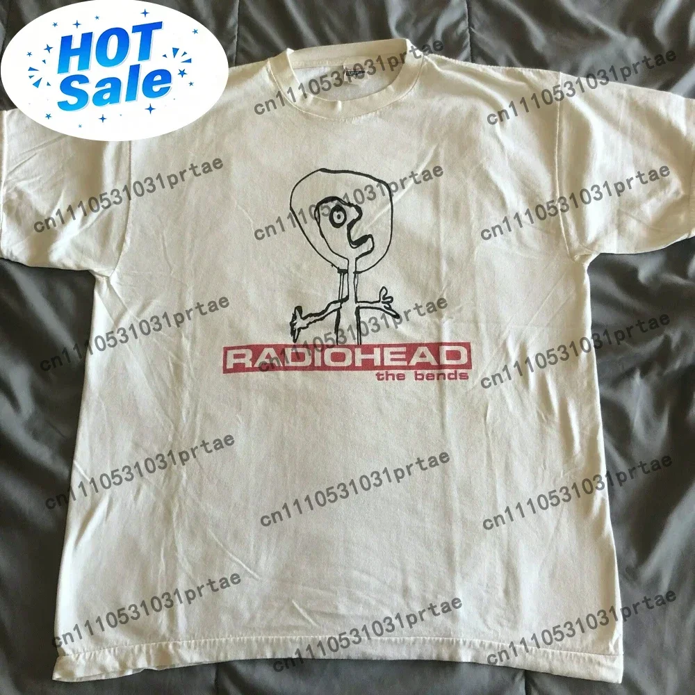 New Cotton Print Super Elastic Casual RADIOHEAD THE BENDS Vintage Unisex T-shirt Casual Print Round Neck Loose Oversize T-shirt
