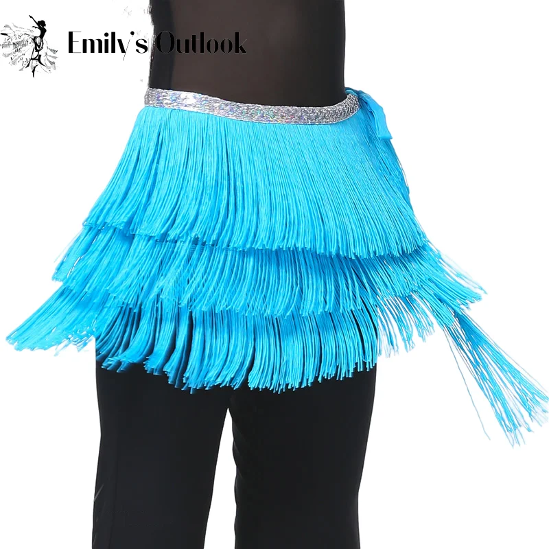 

Женский шарф для танца живота, наряды для выступлений, юбка с кисточками, праздничная одежда, 3-слойный пояс с волнистой бахромой, костюм Rave, однотонный красный