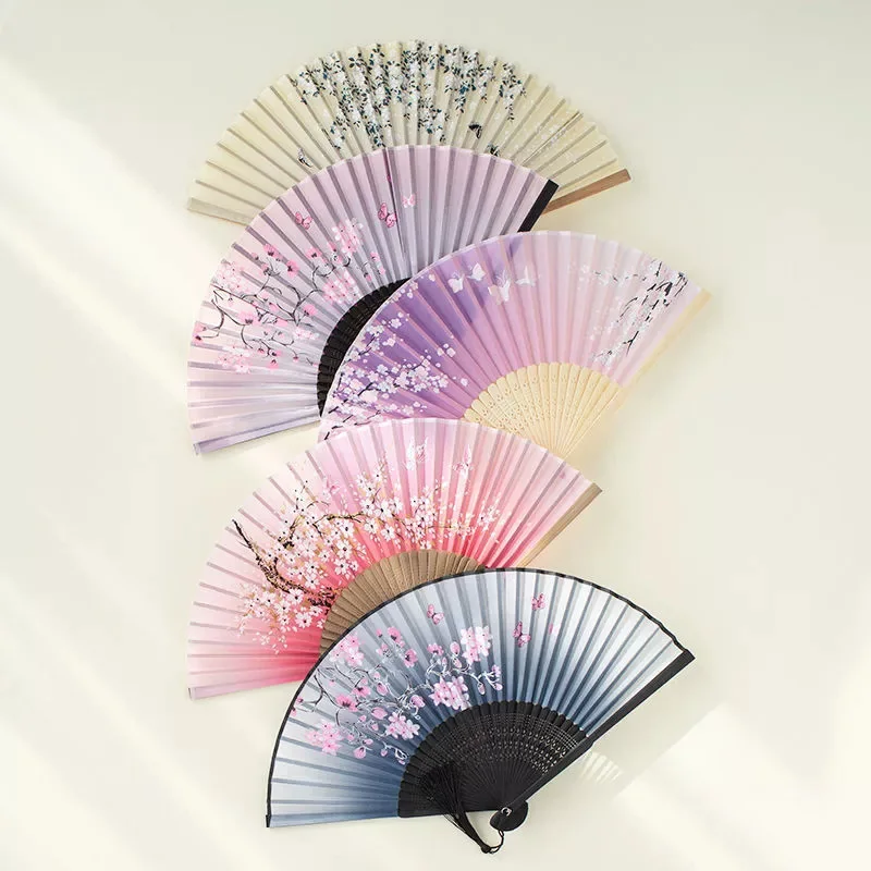 Abanico plegable de estilo chino, ventilador de viento Manual de bambú Retro, abanico para baile al aire libre, adornos de decoración del hogar, abanico de regalo artesanal