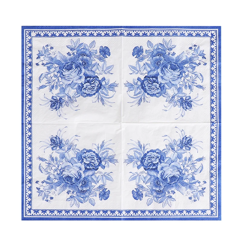 Lot de 10/20 Pièces de Serviettes de Couleur Alberoise, 33x33cm, 2 Plis, en Papier Imprimé Bleu, pour Mariage, Papillon, Sofia, Bart