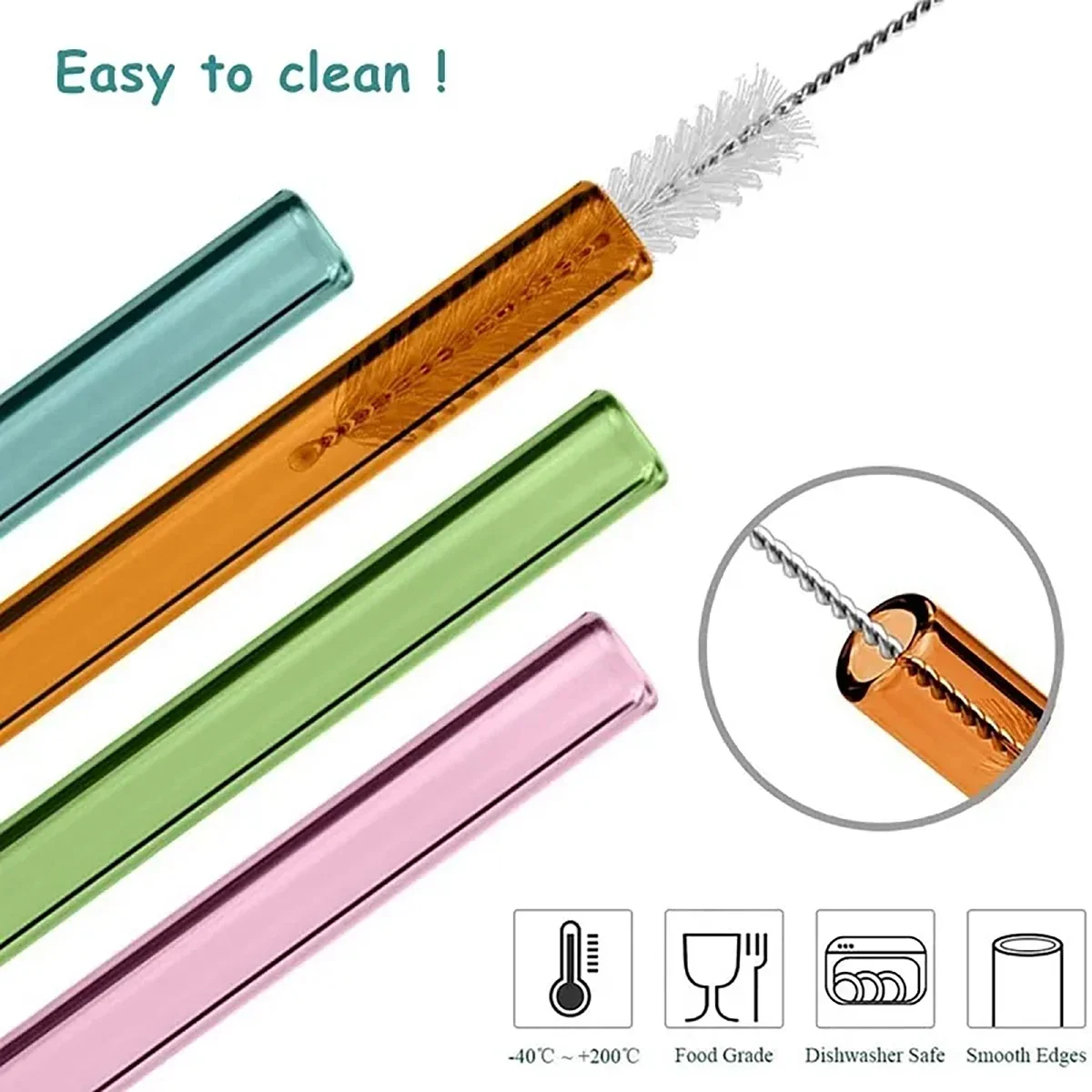 8Pcs Colorful Glass Straws Reusable Drinking Straw Eco-friendly High Borosilicate Glass Straw Glass Tube Party Bar Drinkware