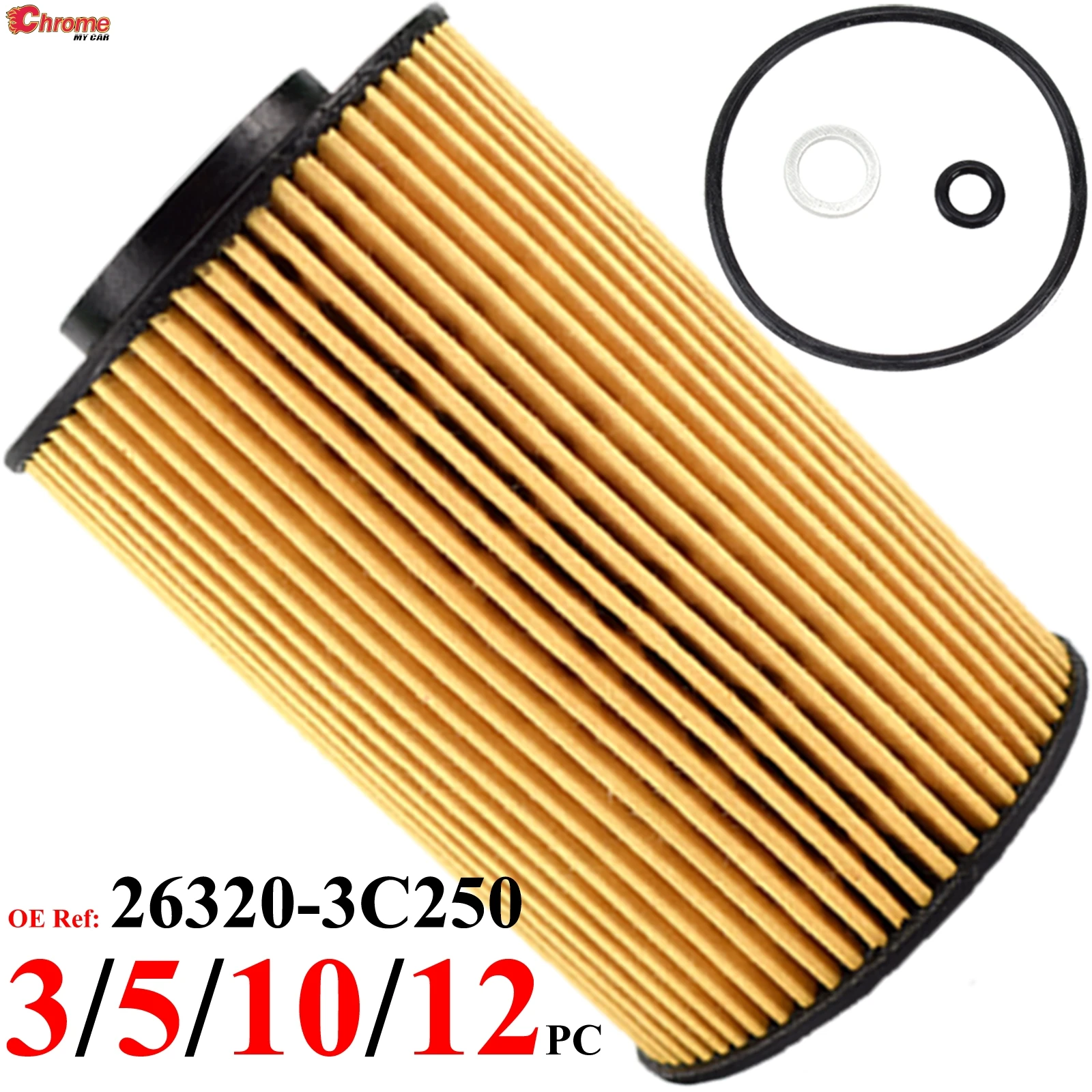 3/5/10/12Pc Oil Filter For Hyundai Genesis 2008 - 2019 ix55 2011 - 2019 Kia Carens 2010 - 2019 Rio 2008 - 2019 CRDi Engine