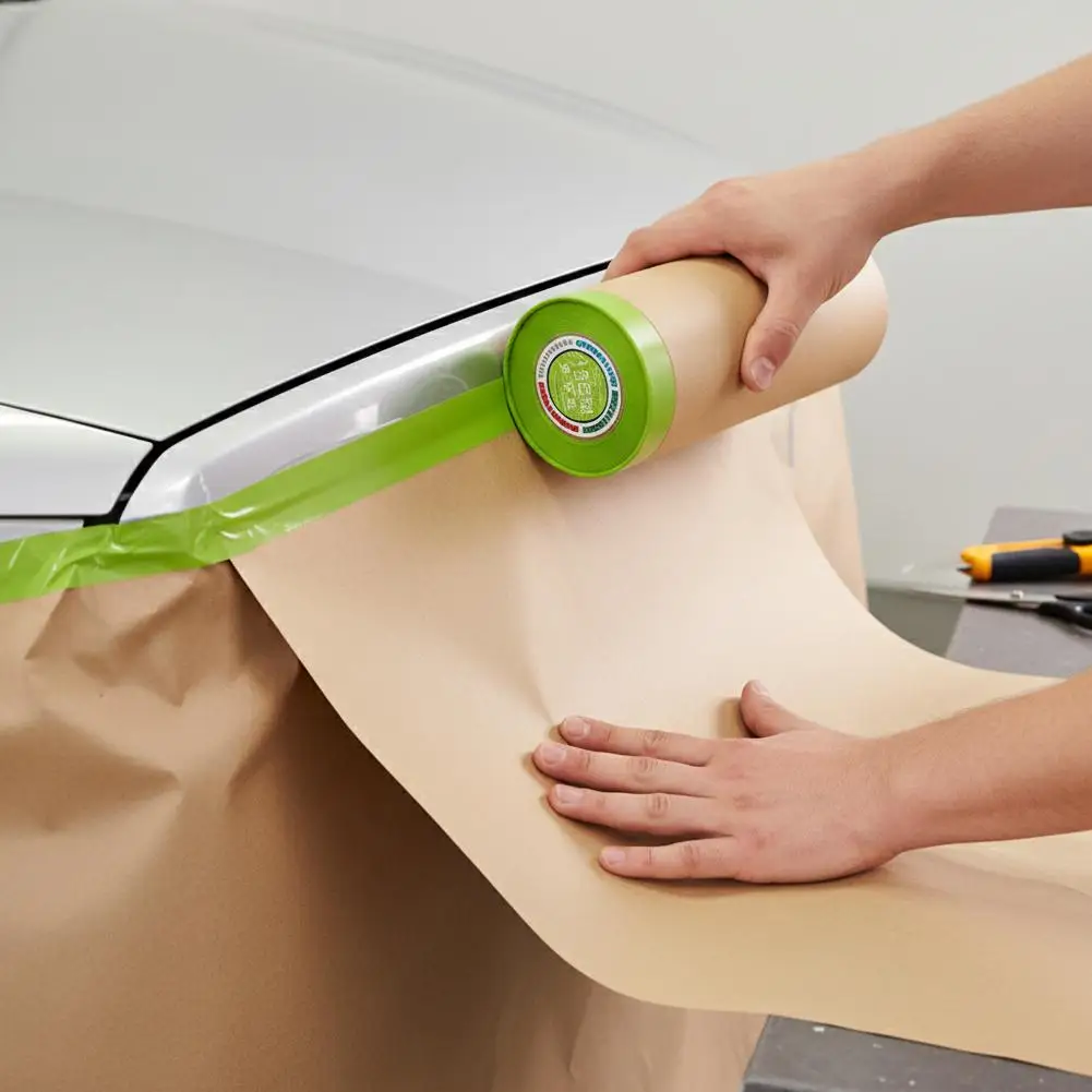 Pre Taped Masking Paper Self Adhesive Wall Treatment Covering For Painting Spray Masking Protective Paper Paint Masking Paper