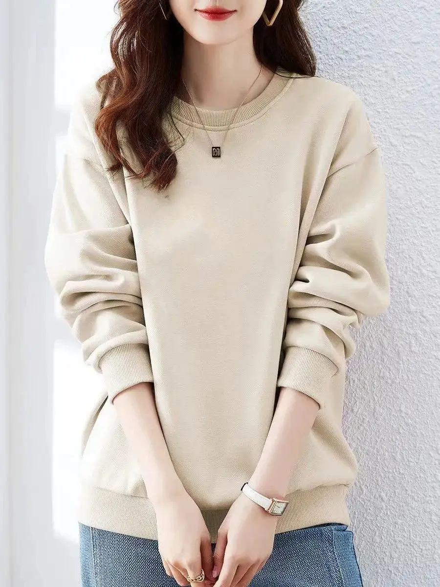 Oversize Winter Warm Sweatshirt Women Basic Tops Boyfriend Pink Loose Vintage Pullovers Women Winter Fleece Lined Sweatshirts