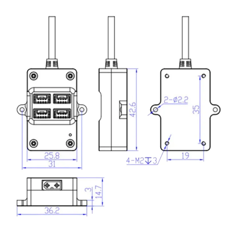 AU61-For Holybro CAN Hub 2-12S Powered 4XCAN Port Docking Station Developed For Various Flight Controllers 42Cm