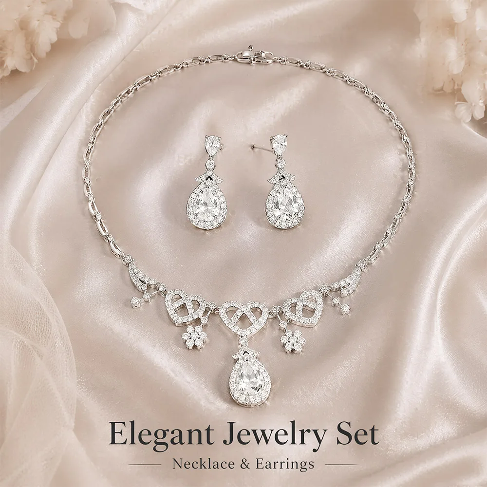 2026 New Luxury Double Layered Pearl Choker Necklace Cubic Zirconia 2PCS Jewelry Set Dubai Bridal Wedding Accessories for Women