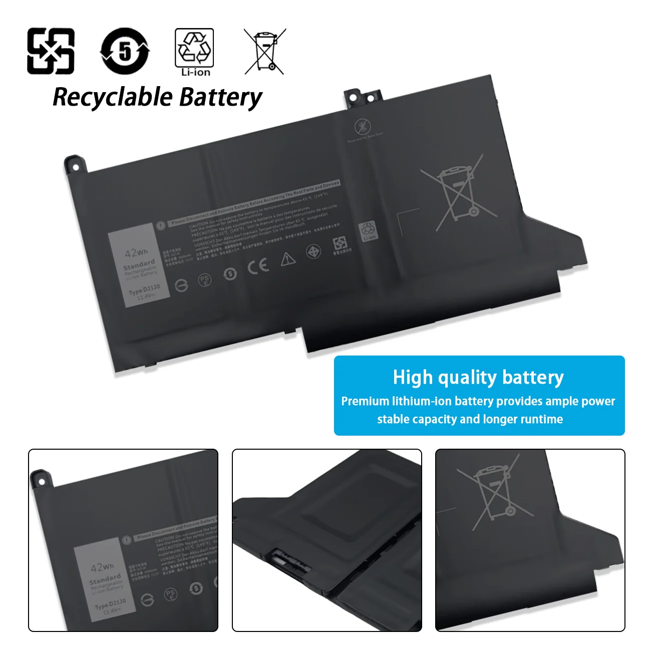 DJ1J0 11.4V 42Wh PGFX4 Laptop Battery For DELL Latitude 12 7000 7280 7380 7480 Series Notebook Tablet PC Fully compatible