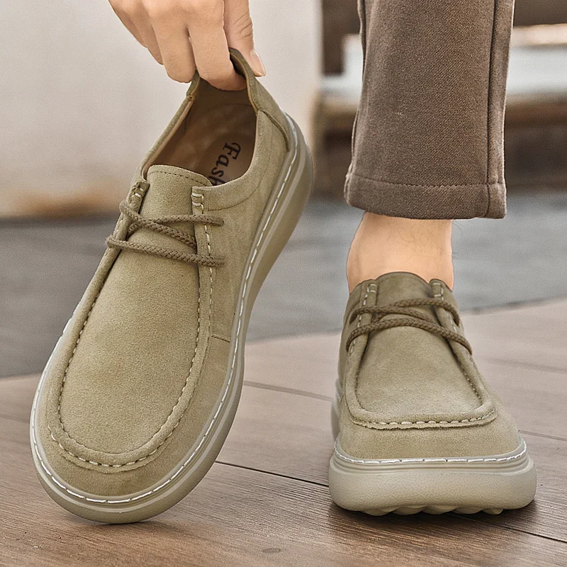 Fashion brand men's lace up outdoor non slip sports shoes high quality men's comfortable suede leather retro trend board shoes