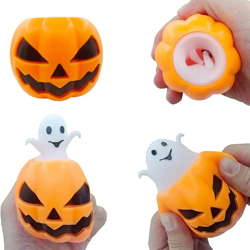 New! Skull Bat Pumpkin Ghost Decompression Toy Thermoplastic Rubber Squeeze Ball Kids Gift Halloween Party Decor Home Supplies