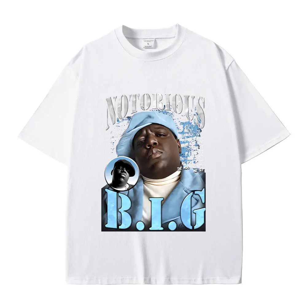 Classic Vintage Best Famous The Notorious Big Tshirt Hip Hop Rapper Biggie Smalls Print T-shirts Men's Fashion Oversized T Shirt