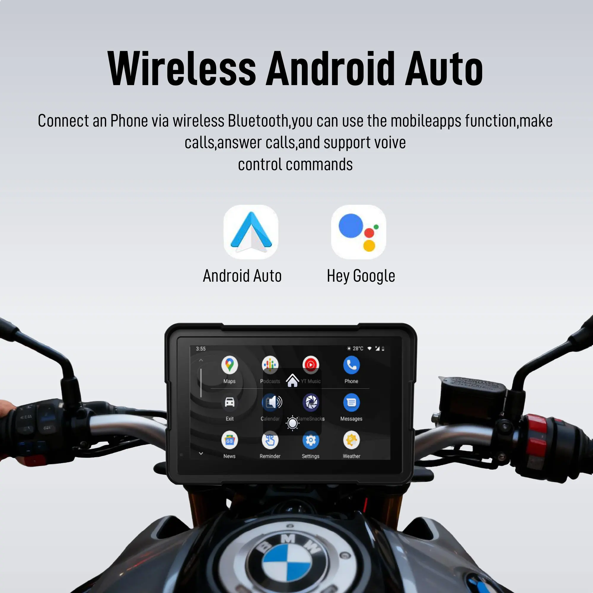 F98C 7'' IP68 Waterproof Motorcycle GPS Navigation | Wireless CarPlay Android Auto Quick Release Design TMPS GPS Tracking