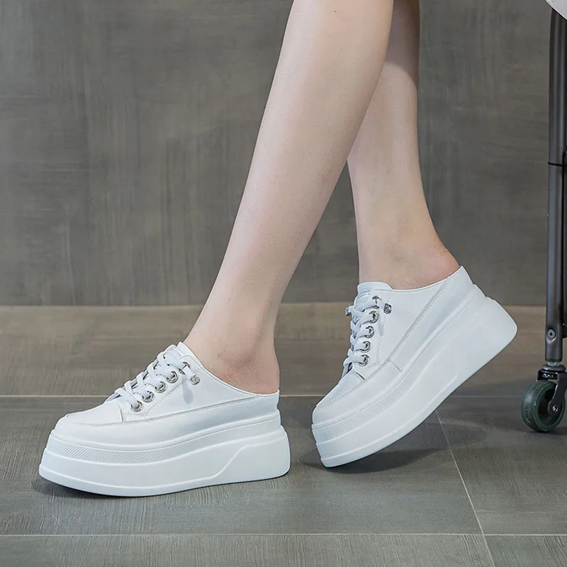 XMWRLW 2026 Primavera Verano zapatos de media altura para mujer, zapatos de plataforma informales para mujer, zapatillas blancas, zapatos de plataforma de verano