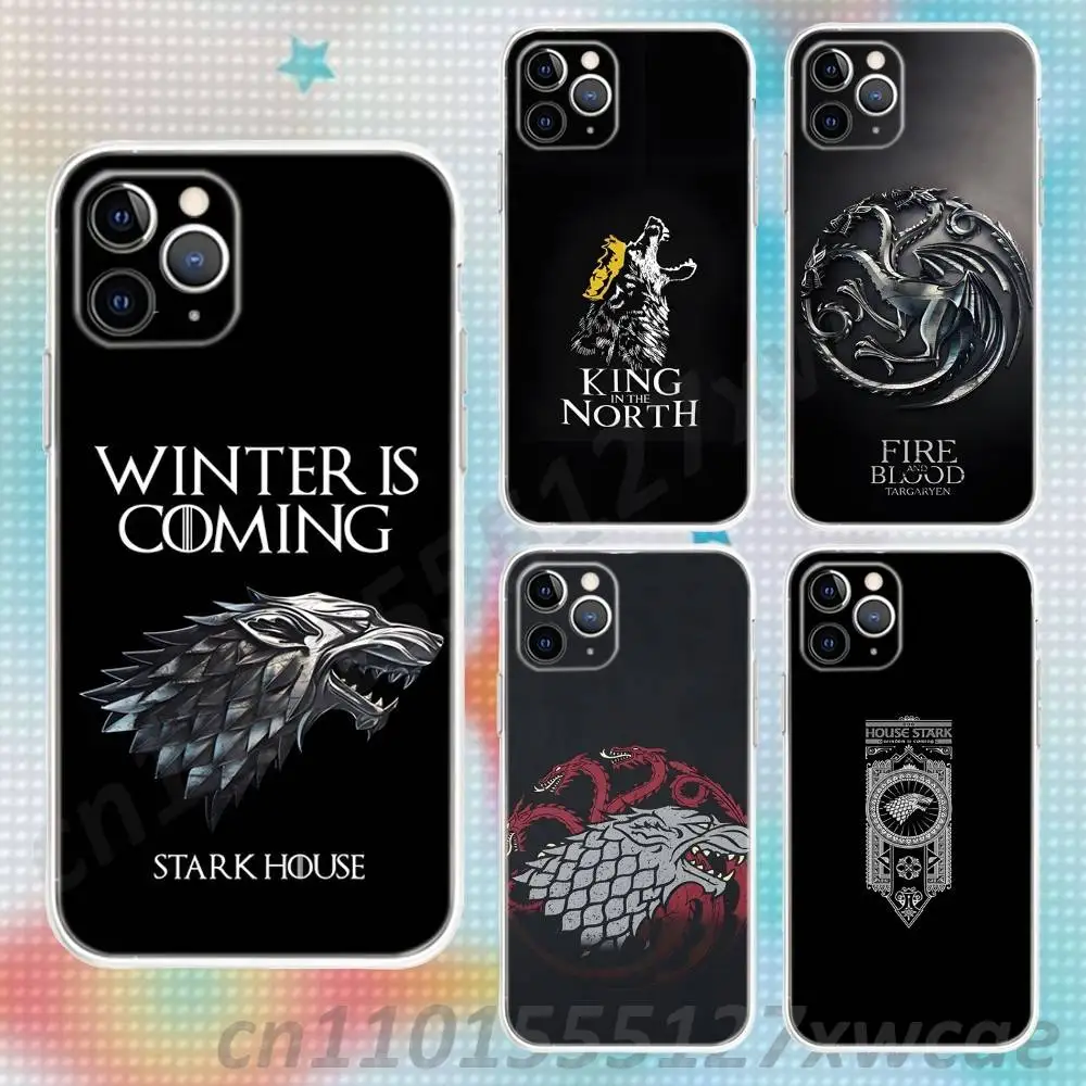 Winter Coming Stark Phone Case For iPhone 17,16,15,11,12,14,13 Pro Max Plus Mini X,XS,XR,7,16E Air Transparent Cover Fundas