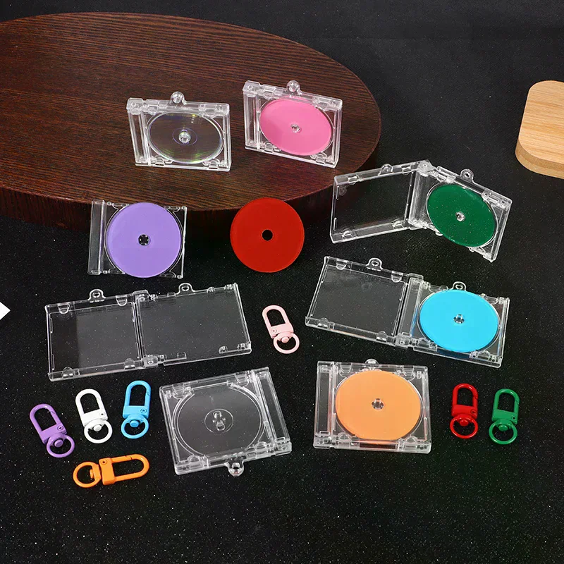 Album CD Case Keychain Pendant Mini CD Player Keyring Peripheral Commemorative Album Key Holder DIY Bag Hanging Decoration Blank