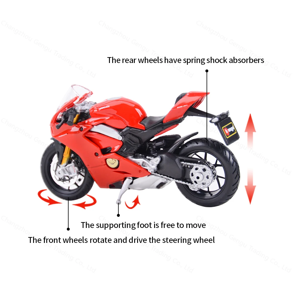 Bbugo 1:18 Ducati-Panigale V4 정적 다이 캐스팅 차량 Collectible Motorcycle Model Toys