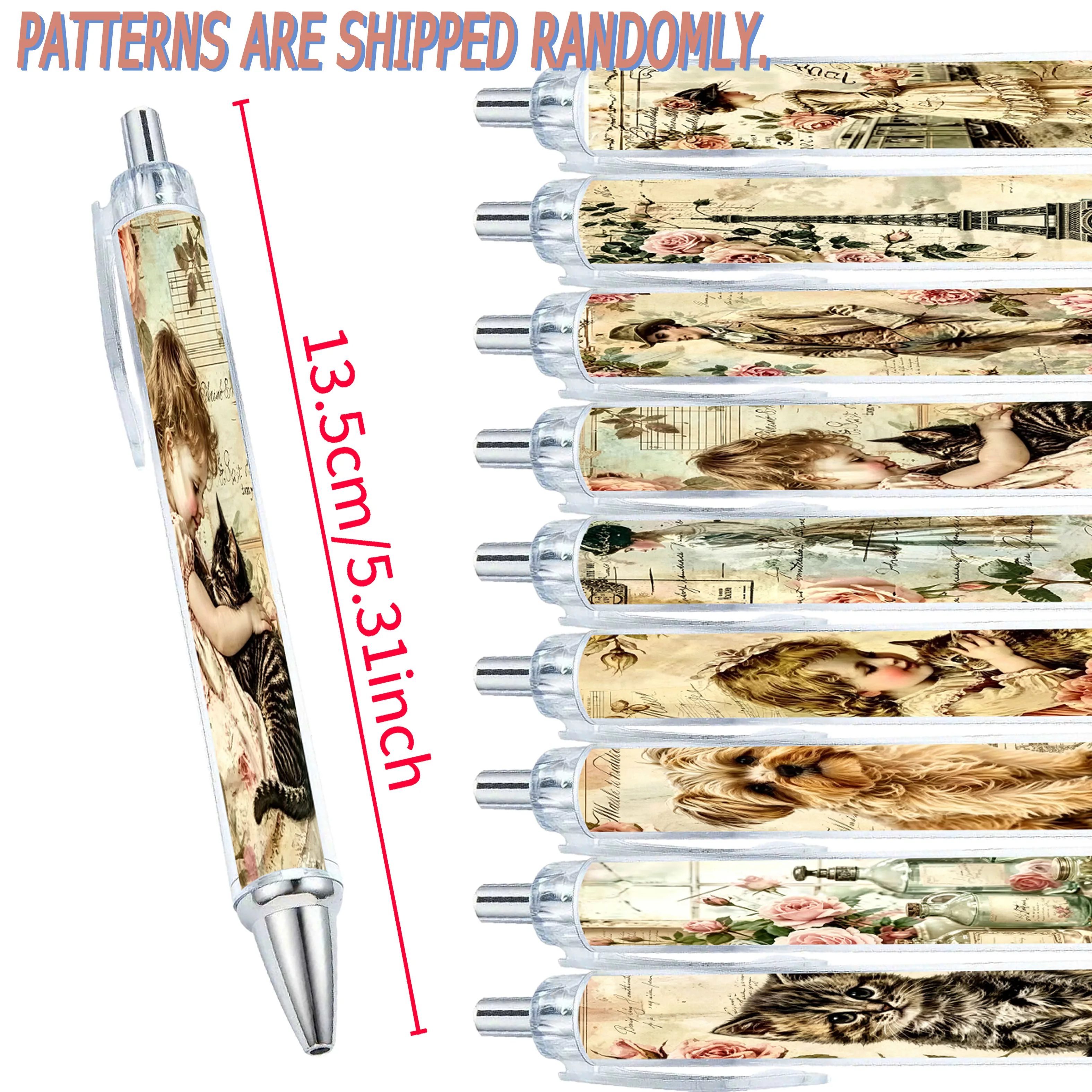 10pcs Retro Brown Kraft Paper Ballpoint Pen Rolling Paper Pen Writing Pen Stationery Office School Supply