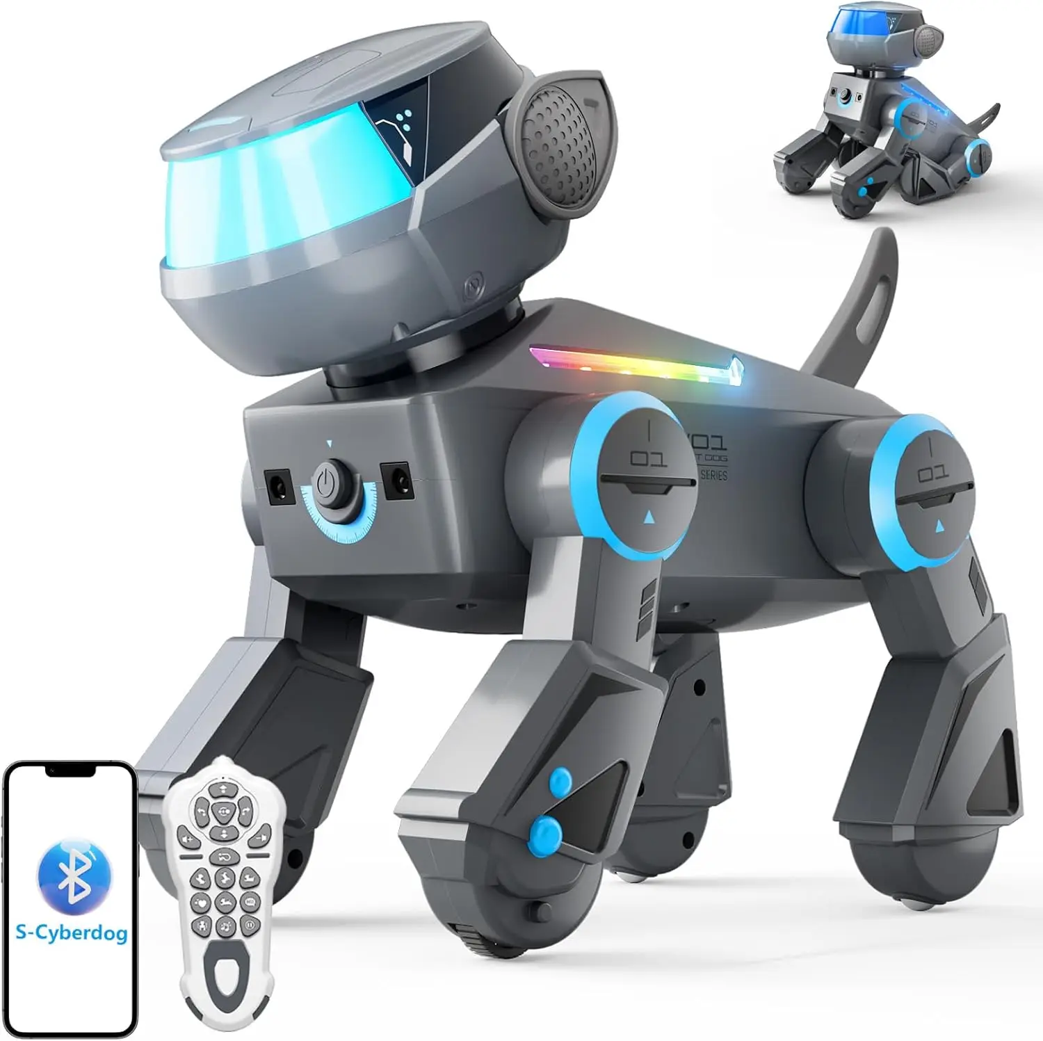 

VATOS Kid Smart Robot Dog|Programmable Remote Control Robotic Dog,Multi-Color LED Eyes, USB Rechargeable,Interactive Robot