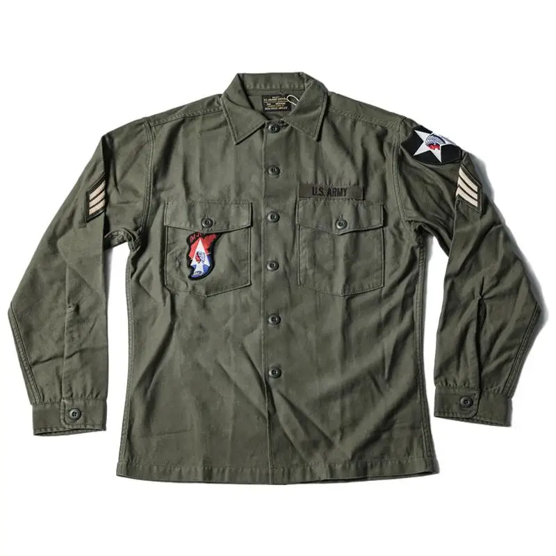 

NON STOCK OG-107 Utility Shirt Vintage Style Sateen Cotton Fatigue Shirt Button Up