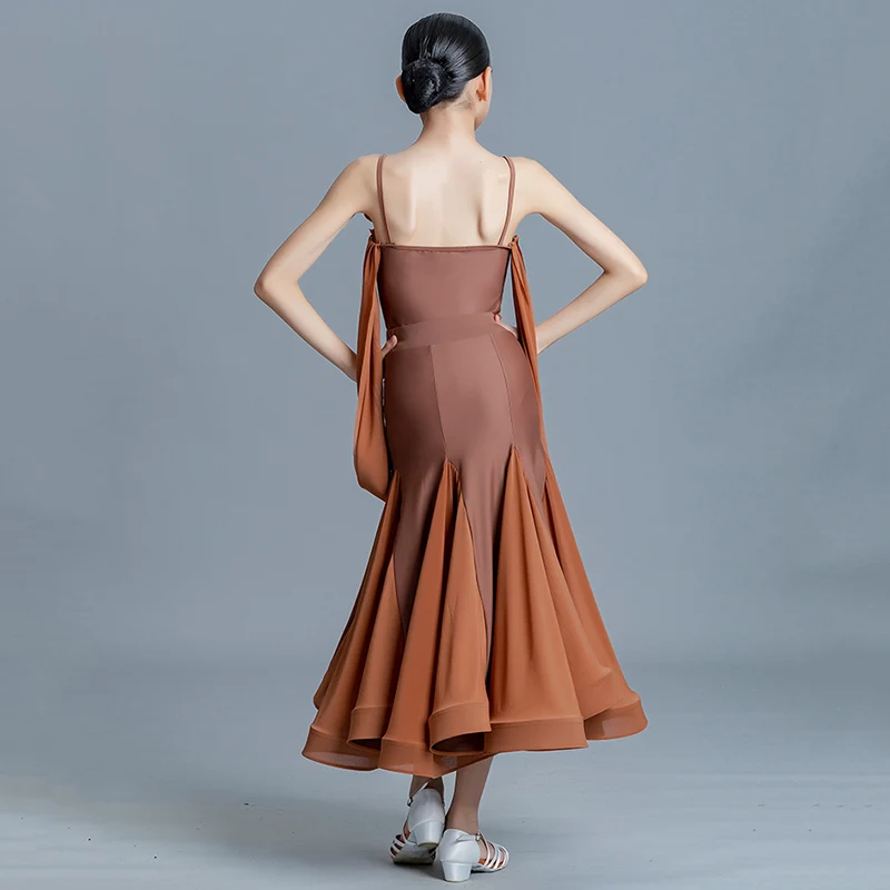 Abito da ballo moderno per ragazze adulte, competizione per bambini, body e gonna grande in rete, costumi di danza valzer standard nazionale