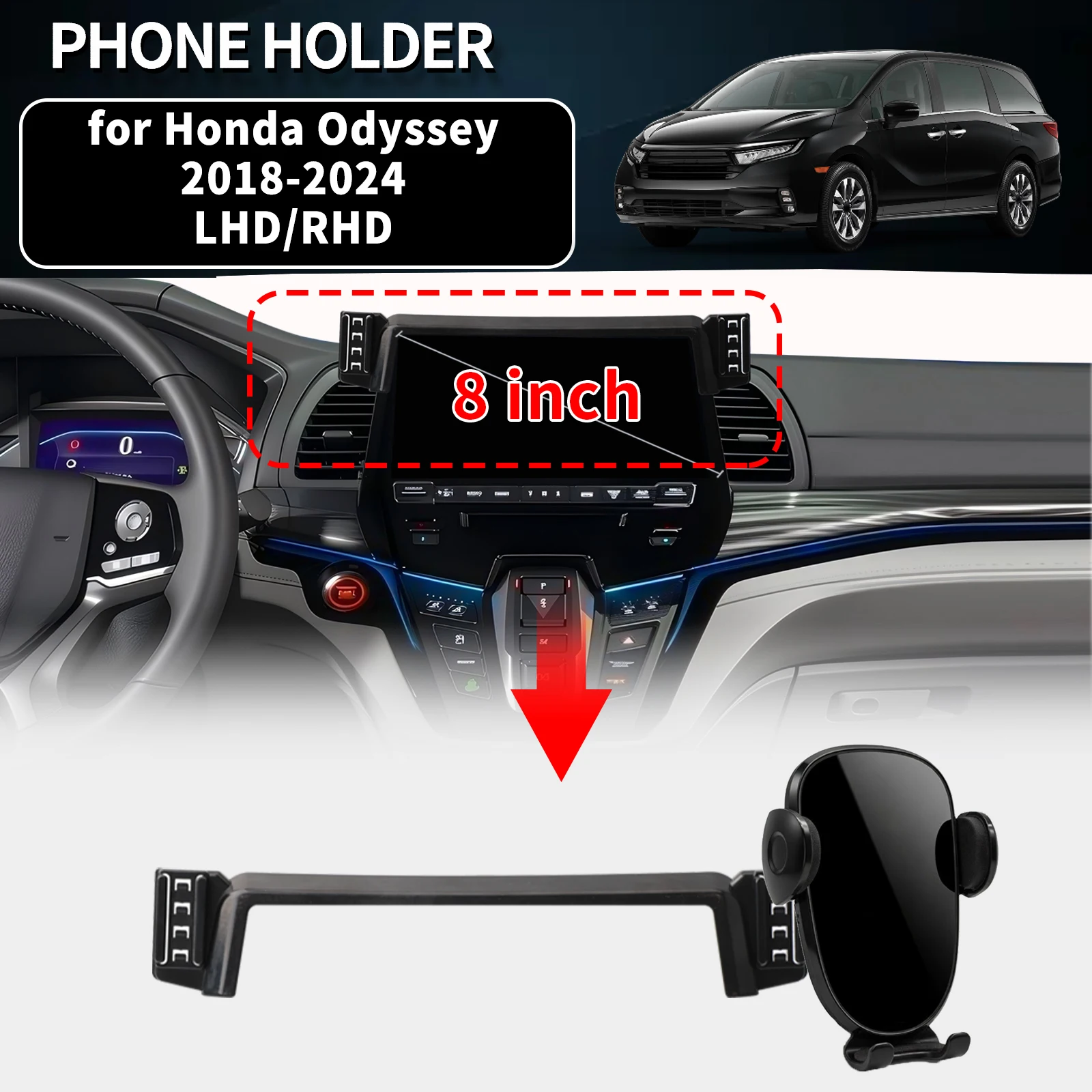 for Honda Odyssey 2018-2022 2023 2024 8inch Vehicle-Specific Phone Holder Mount Car GPS Stand Easy Fix Auto Accessories