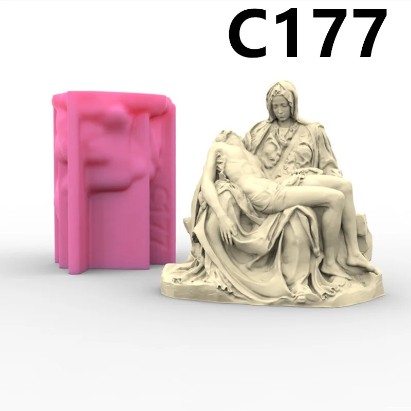 

New Greco-Roman Pieta Candle Silicone Mold Gypsum form Carving Art Aromatherapy Plaster Home Decoration Mold Wedding Gift Making