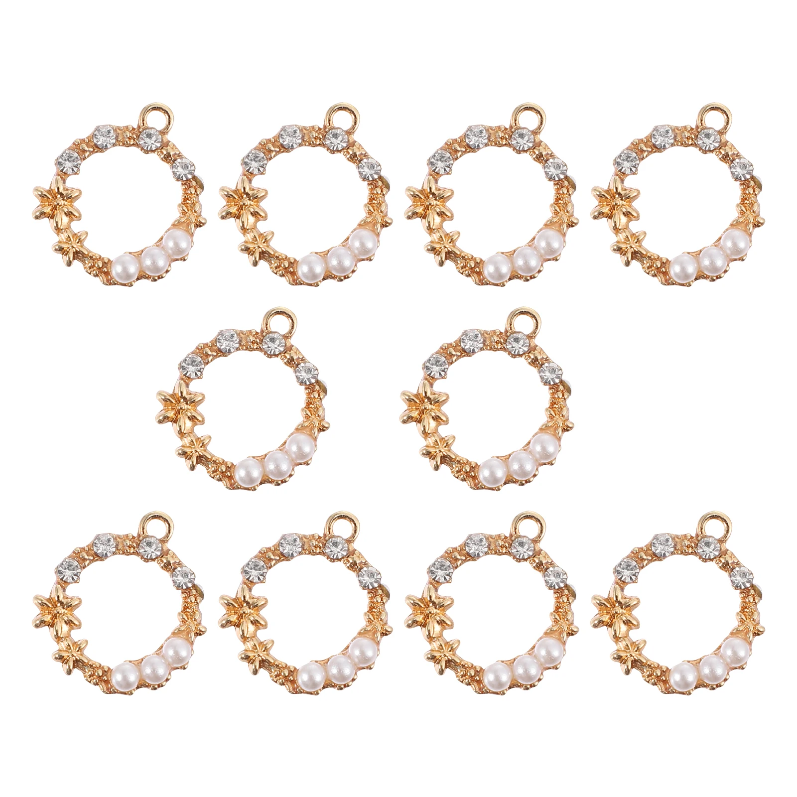 

10pcs Pearl Alloy Charms Pendants for Jewelry Making Brightly Colored Durable Delicate Shaped Crystal Alloy Necklace Pendants