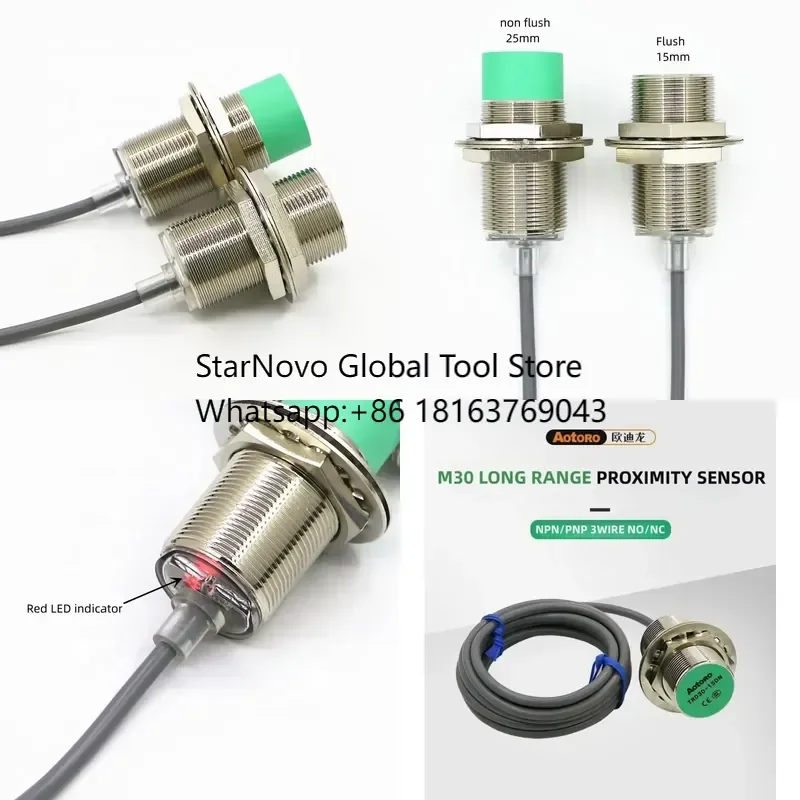 2026 Hot！ TRD30-15DP2 Long Detect Range PNP 24VDC Inductive Proximity Strapping Machine Optical Sensors Dtecteur De ProximitY