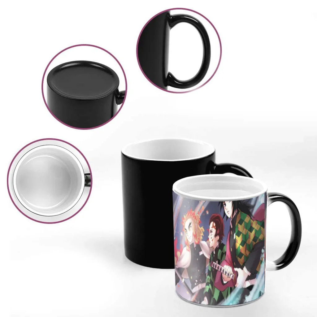 Anime Demon Slayer Nezuko Ceramic Magic Color Changing Cup, Heat Sensitive Mug, Hand Grip Coffee Cup, Temperature Change