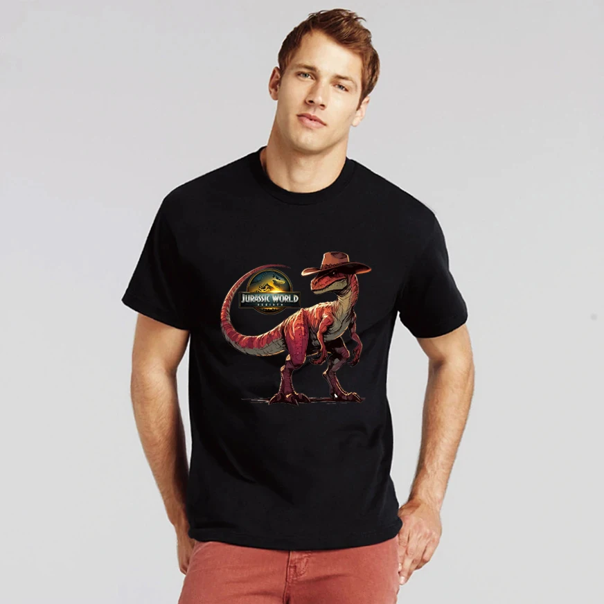 2025 جديد العالم الجوراسي ولادة جديدة مطبوعة التي شيرت الرجال مضحك الديناصورات الجوراسية التي شيرت أوم الصيف قمة الموضة أبيض/رمادي تي شيرت #5