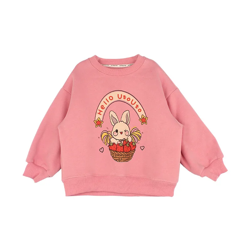 Childrens Girls Hoodies Thin Autumn Fashionable Stylish Little Girls Tops Cotton Printed Loose Kids Baby Girls Pullovers