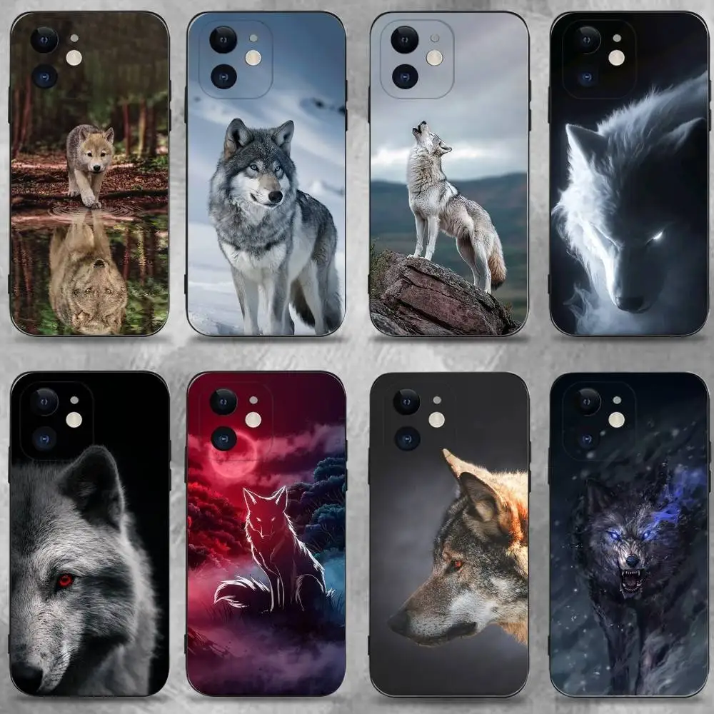

wolf Phone Case For iPhone 16,15,14,13,12,11 Plus,Pro Max,XS,X,XR,SE,Mini,8,7,Soft Silicone Black Cover