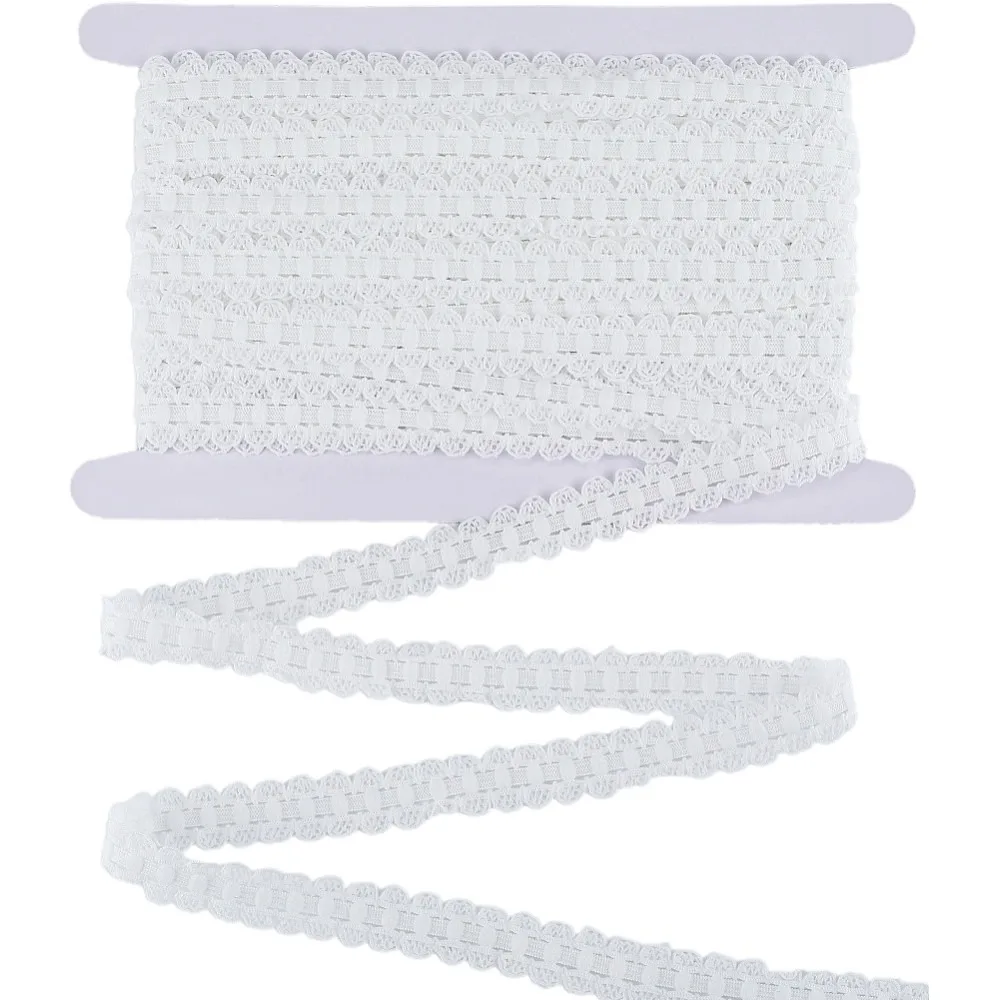 10M 10% Spandex 90% Nylon Lace Elastic Ribbon for Sewing and Bridal Wedding Decoration White 5/8 inch(15~16mm)