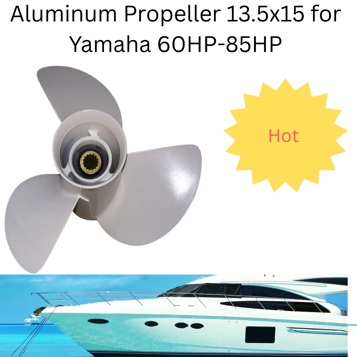 

Алюминиевый пропеллер 13,5x15 для подвесного двигателя Yamaha 60HP-85HP Подходит для модели 13-1/2x15 K