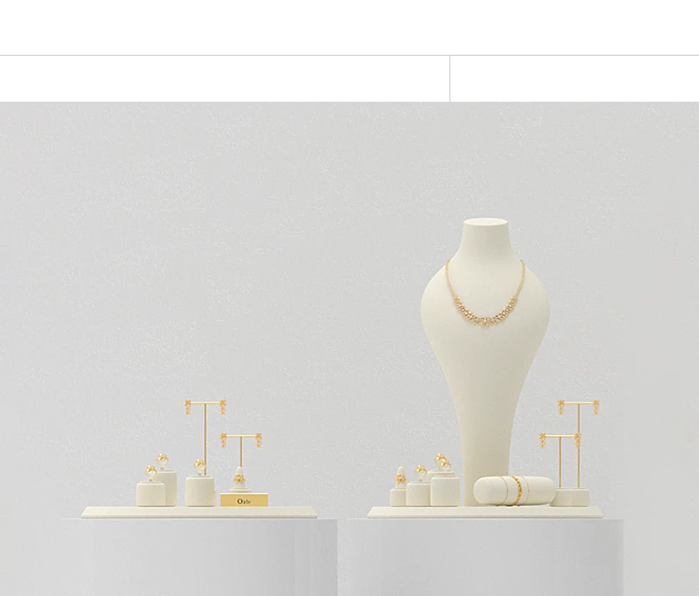 Oirlv Mikrofaser-Leder Schmuck-Präsentationsset Weißes Vitrinen-Organizer-Kit für Halsketten, Ringe, Ohrringe, Armbänder & Einzelhandel – Detail 1