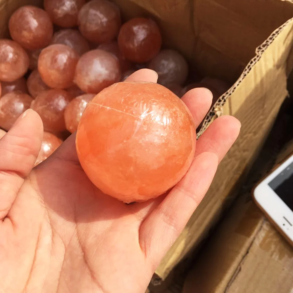 

1Pc Crystal Ball Salt Soap Natural Salt Minerals Stone Massage Ball (Orange) Salt Soap