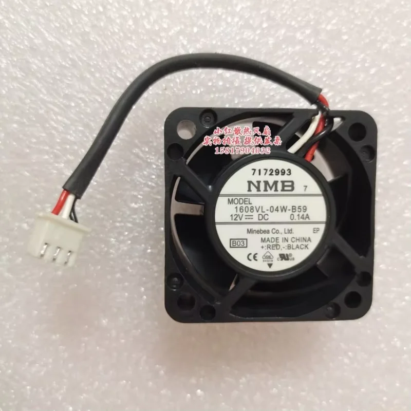 

NMB 1608VL-04W-B59 B03 DC 12V 0.14A 40x40x20mm 3-Wire Server Cooling Fan