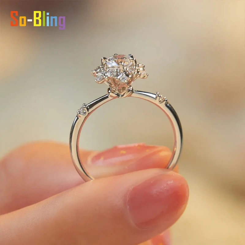 So-Bling 5 مللي متر مويسانيتي خاتم تتفتح زهرة مع شهادة Gra 925 فضة خواتم الزفاف الخطوبة للنساء مجوهرات #2