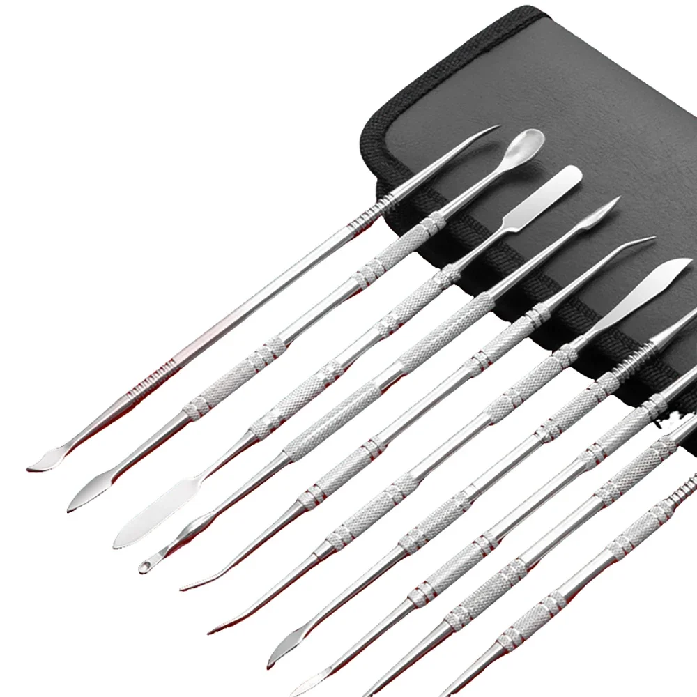 Professional Dental Wax Knife Kit: 10-Piece Set with Cement Resin Filler, Mixing Spatula, Carving Knife, and Finishing Tool